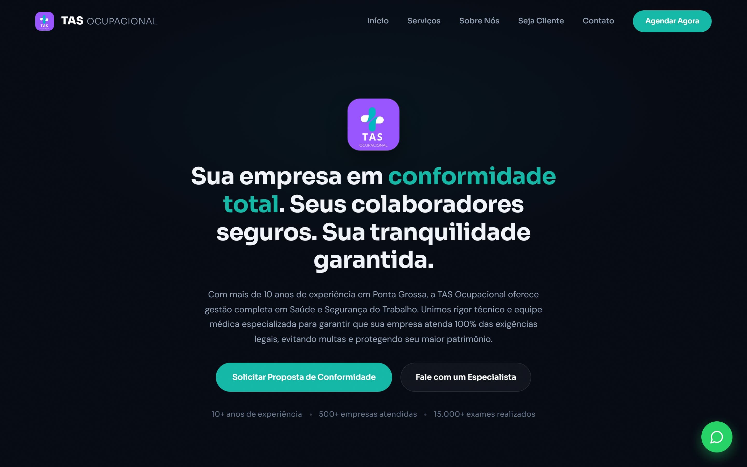 Tela do projeto TAS Ocupacional